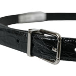 Dolce & Gabbana Black Leather Silver Metal Buckle Belt BEL9106-90