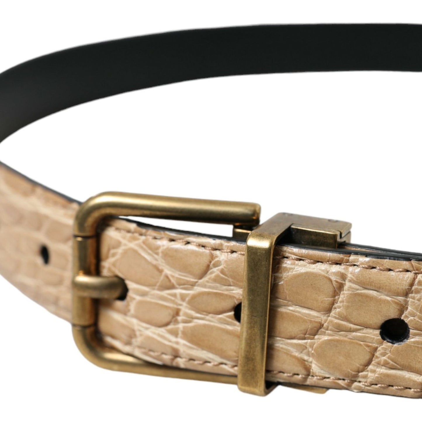 Dolce & Gabbana Elegant Beige Leather Belt Dolce & Gabbana Rosy Brown