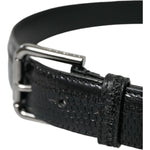 Dolce & Gabbana Black Exotic Leather Silver Metal Buckle Belt BEL9110-80
