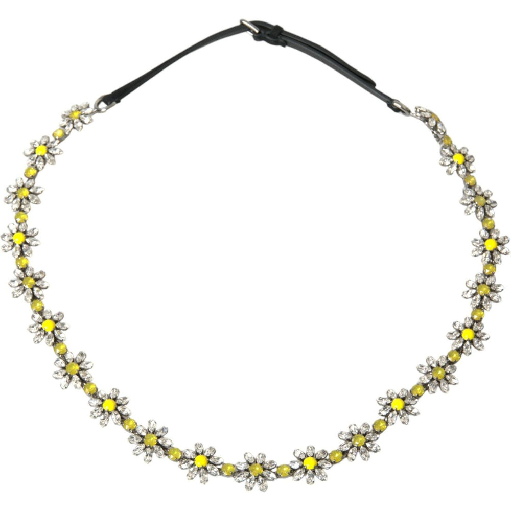 Dolce & Gabbana Black Daisy Crystal Dauphine Waist Belt WMB304-95