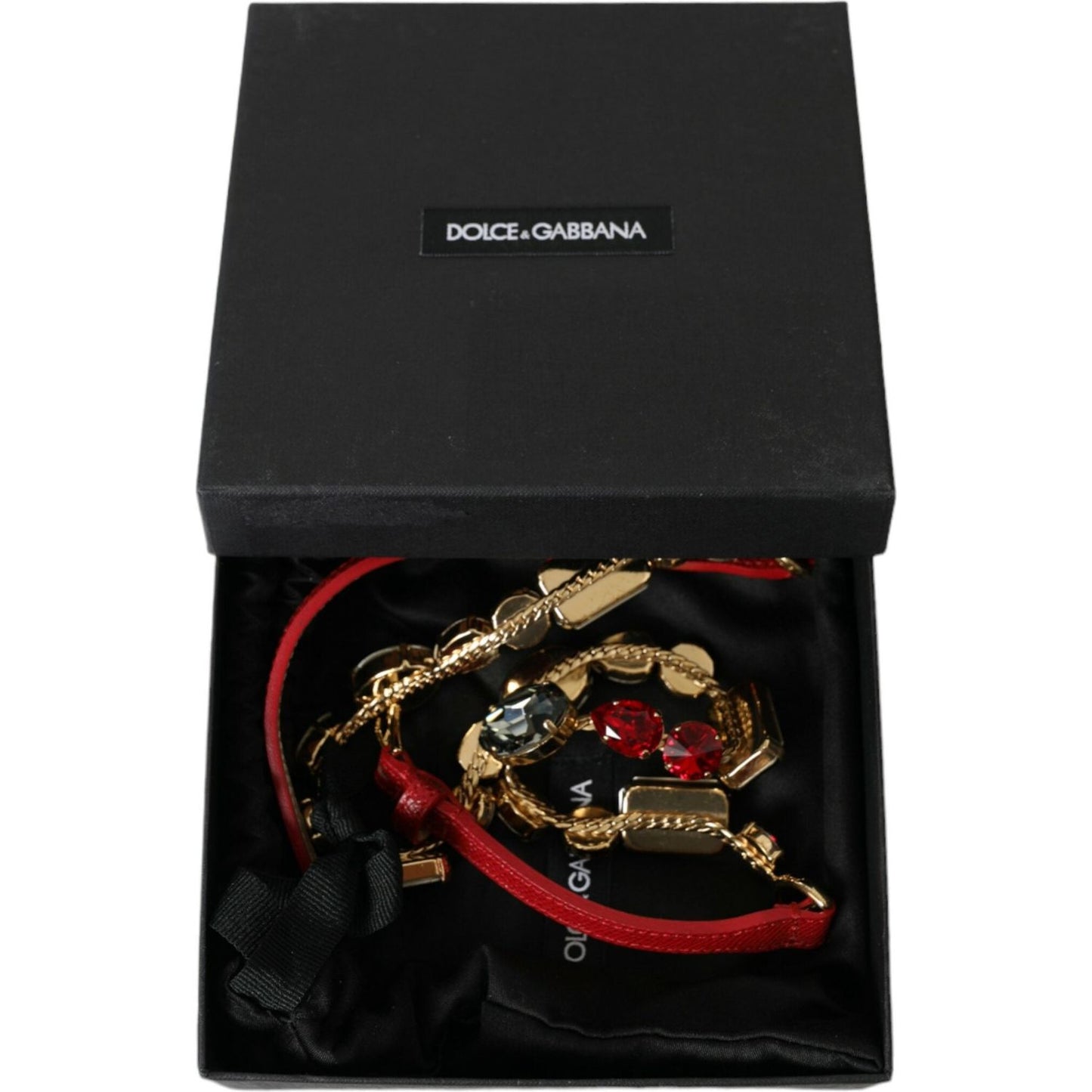 Dolce & Gabbana Radiant Red Crystal Buckle Waist Belt Dolce & Gabbana Black