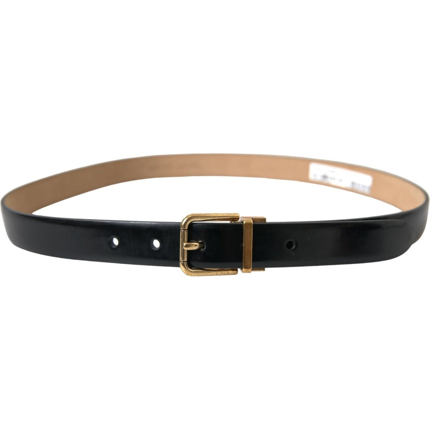Dolce & Gabbana Elegant Black Leather Waist Belt with Logo Buckle Dolce & Gabbana Tan