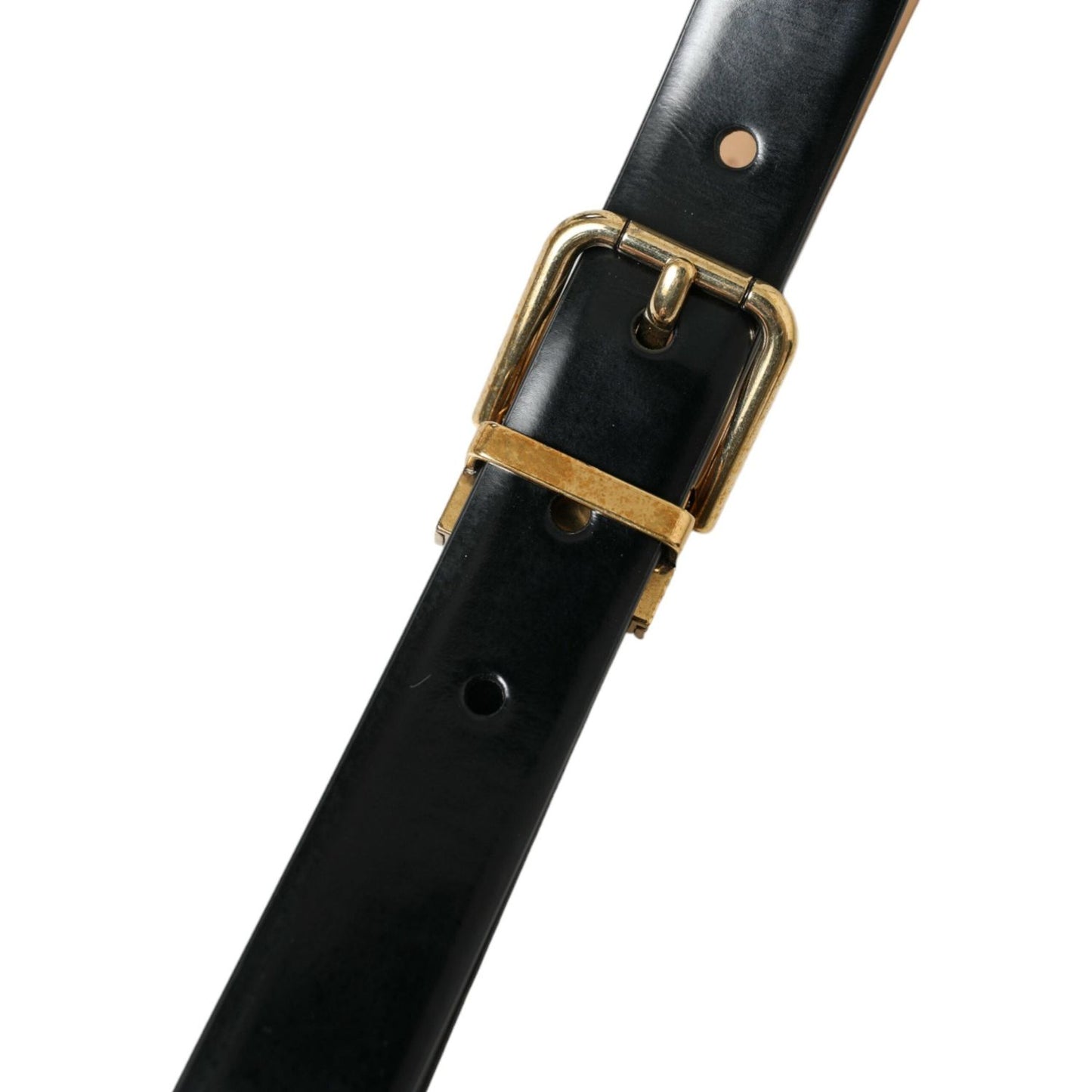 Dolce & Gabbana Elegant Black Leather Waist Belt with Logo Buckle Dolce & Gabbana Black