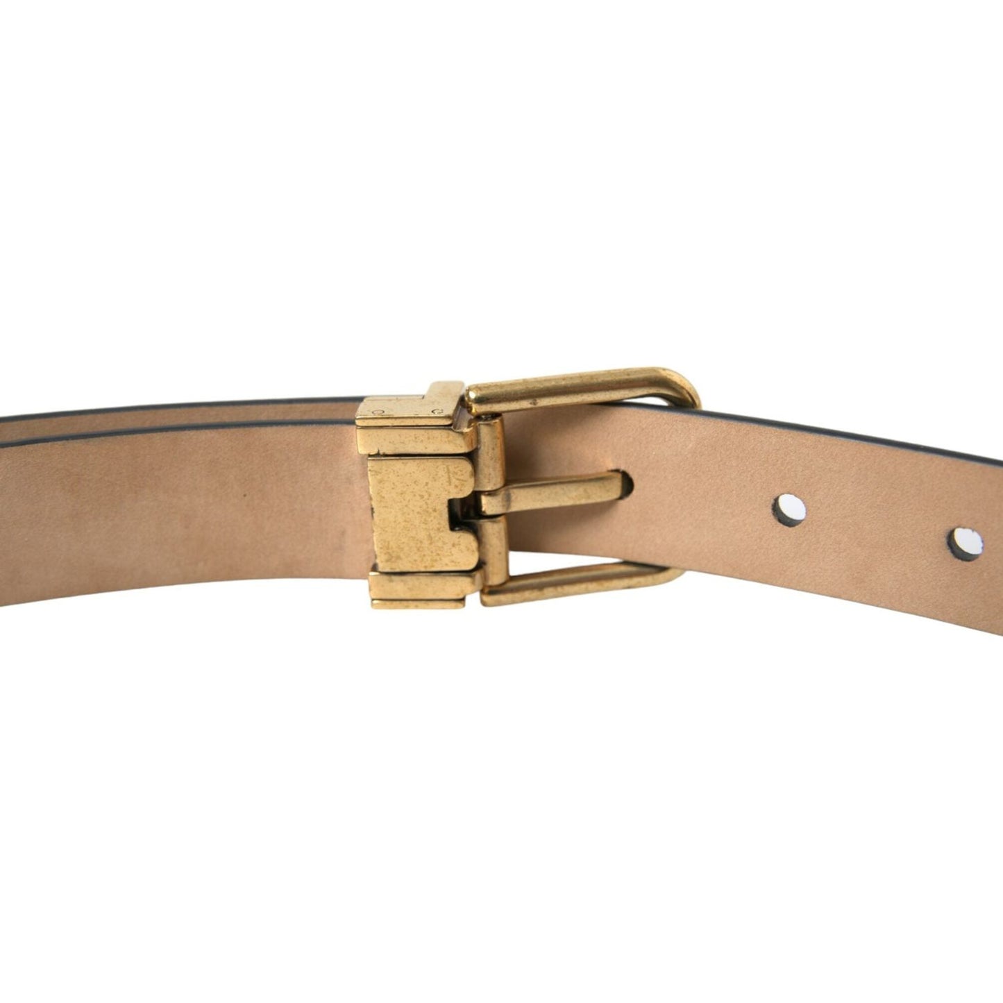 Dolce & Gabbana Elegant Black Leather Waist Belt with Logo Buckle Dolce & Gabbana Rosy Brown