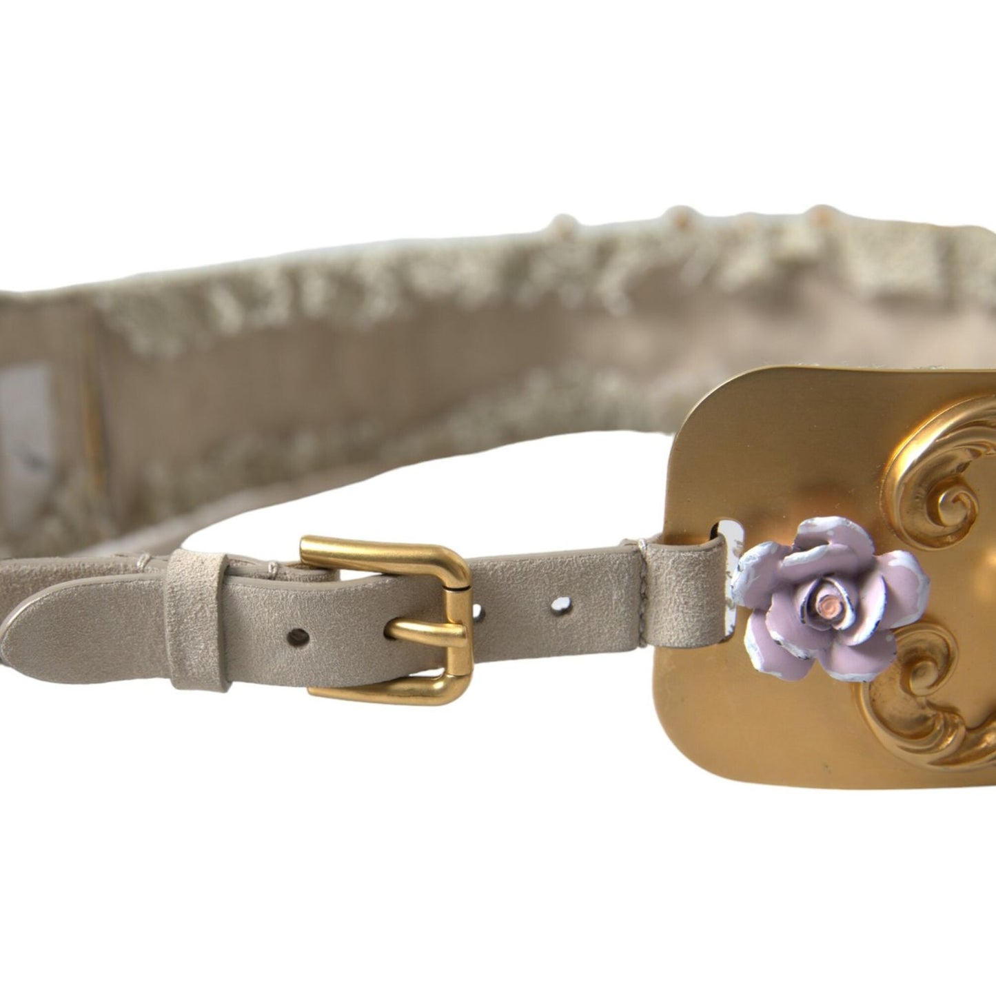 Dolce & Gabbana Elegant Gold-Tone Faux Pearl Floral Belt Dolce & Gabbana Dim Gray