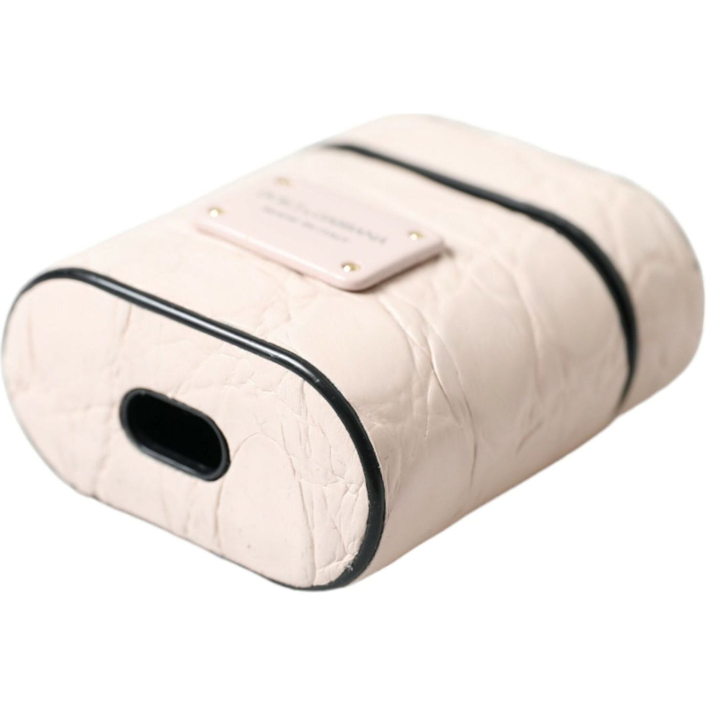 Dolce & Gabbana Elegant Light Pink Leather Airpod Case Dolce & Gabbana Antique White