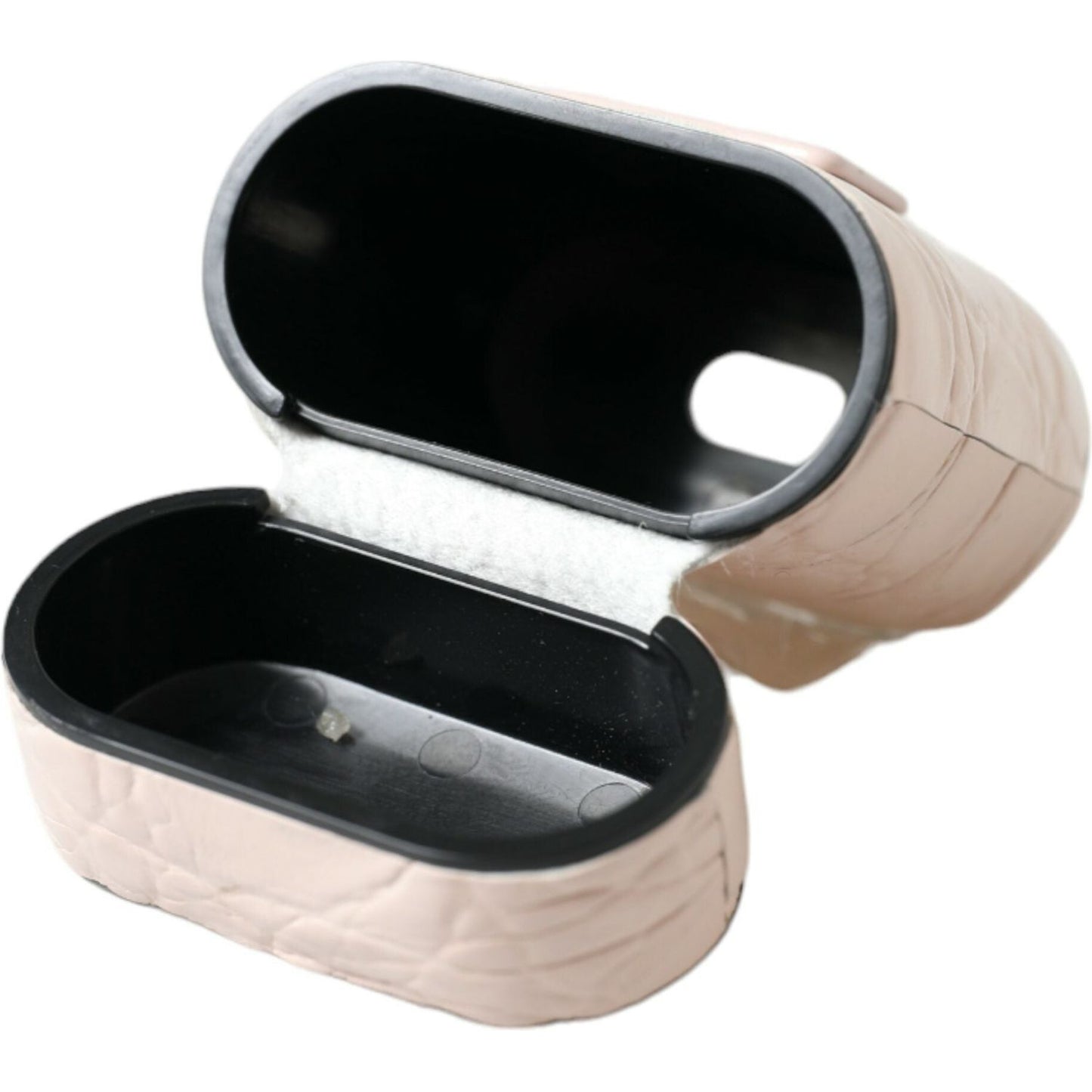 Dolce & Gabbana Elegant Light Pink Leather Airpod Case Dolce & Gabbana Black