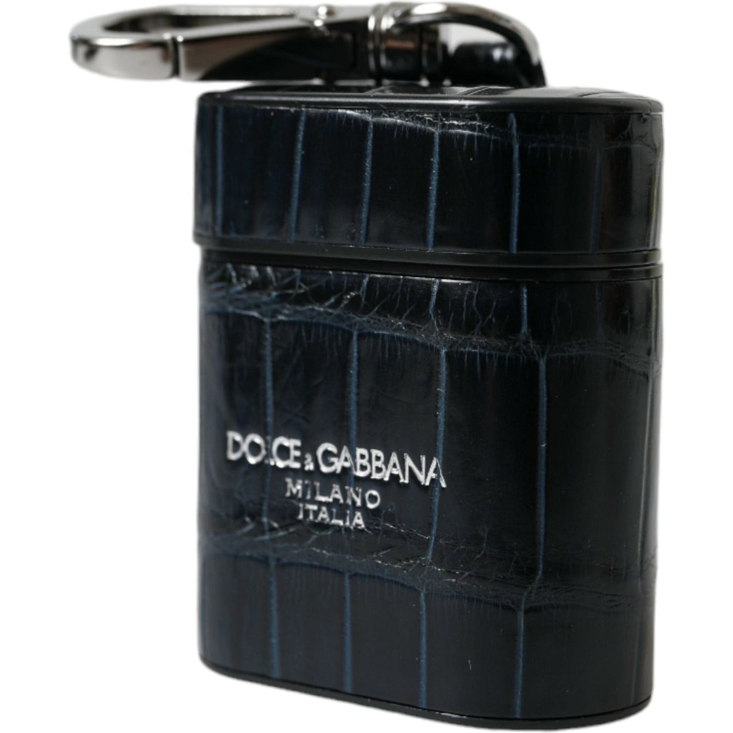 Dolce & Gabbana Chic Crocodile Leather Airpods Case Dolce & Gabbana Black