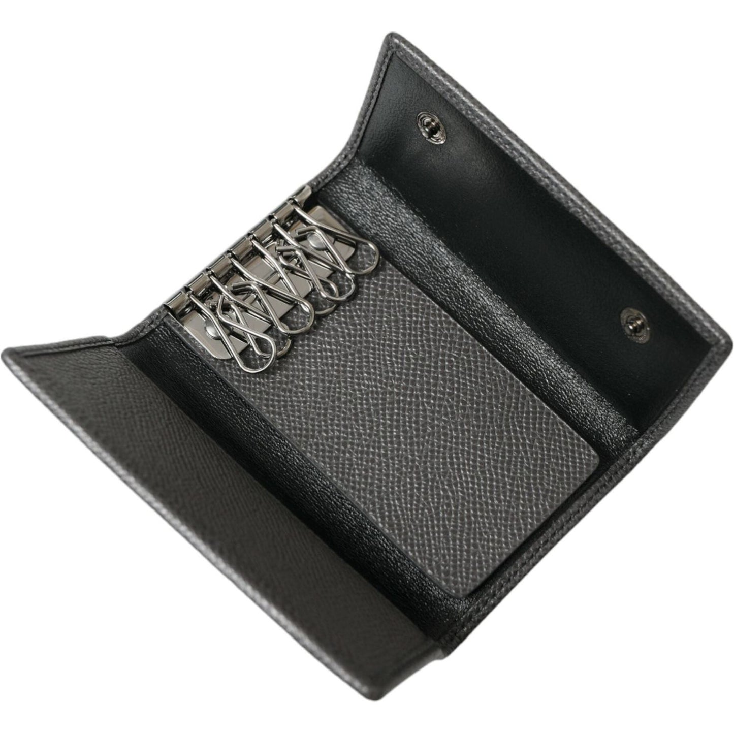 Dolce & Gabbana Chic Gray Leather Trifold Key Holder Dolce & Gabbana Dark Slate Gray
