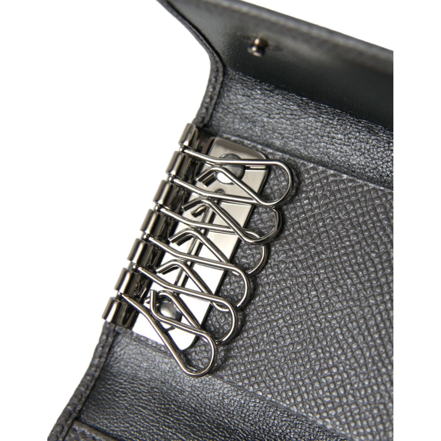 Dolce & Gabbana Chic Gray Leather Trifold Key Holder Dolce & Gabbana Dim Gray