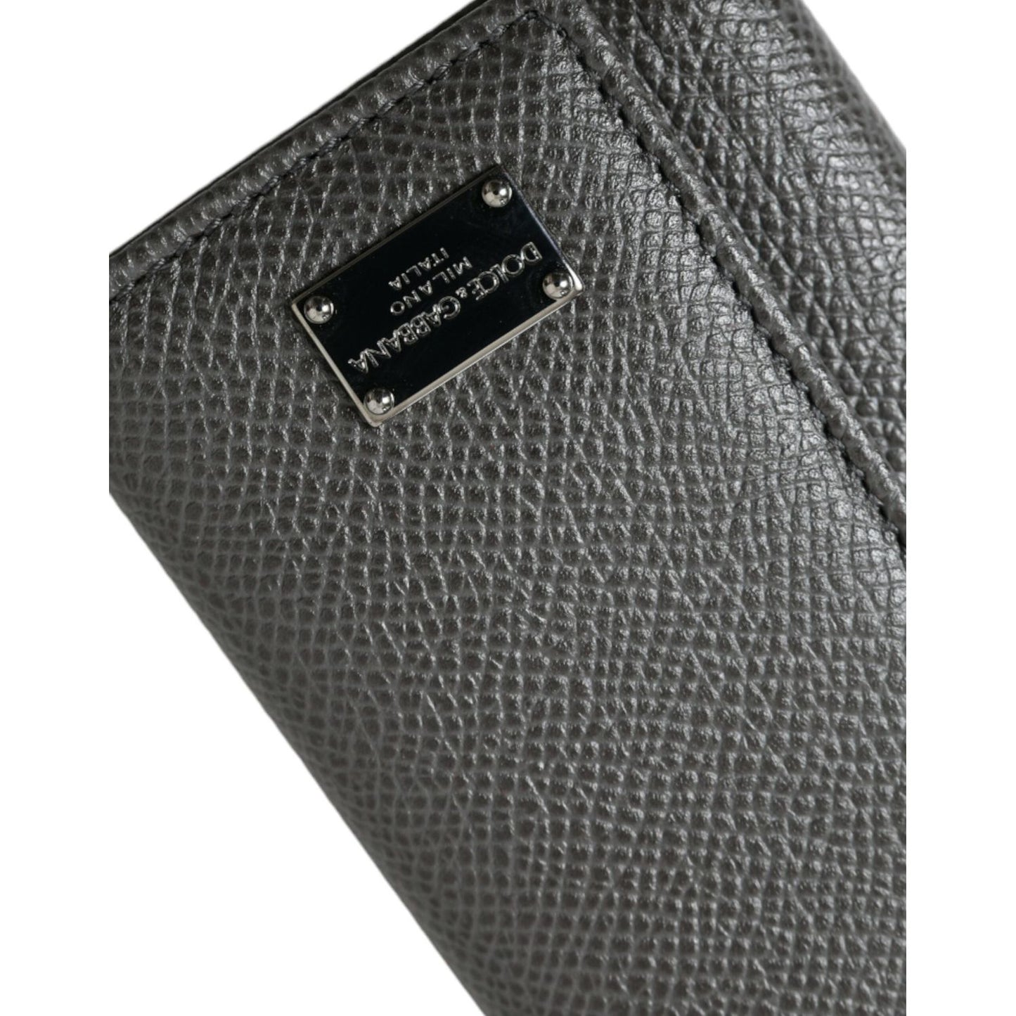 Dolce & Gabbana Chic Gray Leather Trifold Key Holder Dolce & Gabbana Dark Slate Gray