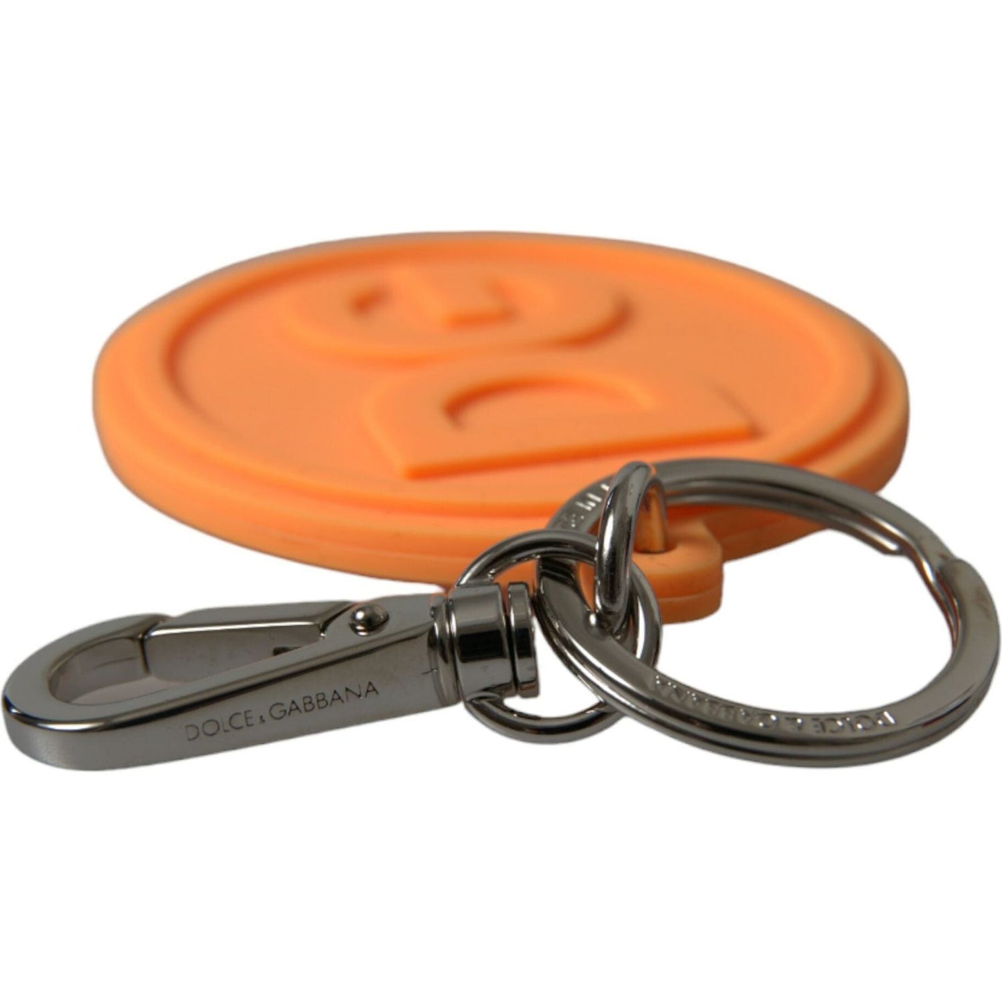 Dolce & Gabbana Elegant Orange Charm Keyring with Silver Detail Dolce & Gabbana Coral
