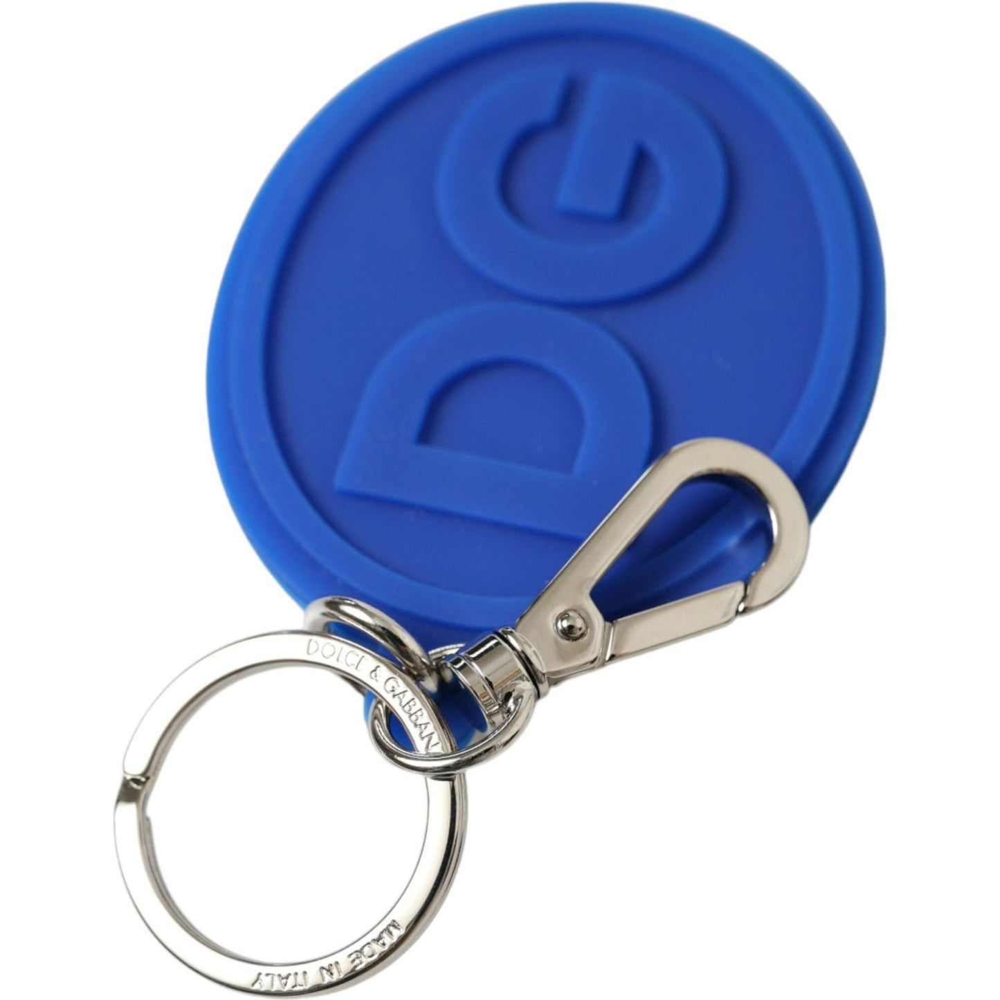 Dolce & Gabbana Elegant Blue Rubber Keychain with Brass Accents Dolce & Gabbana Dark Slate Blue