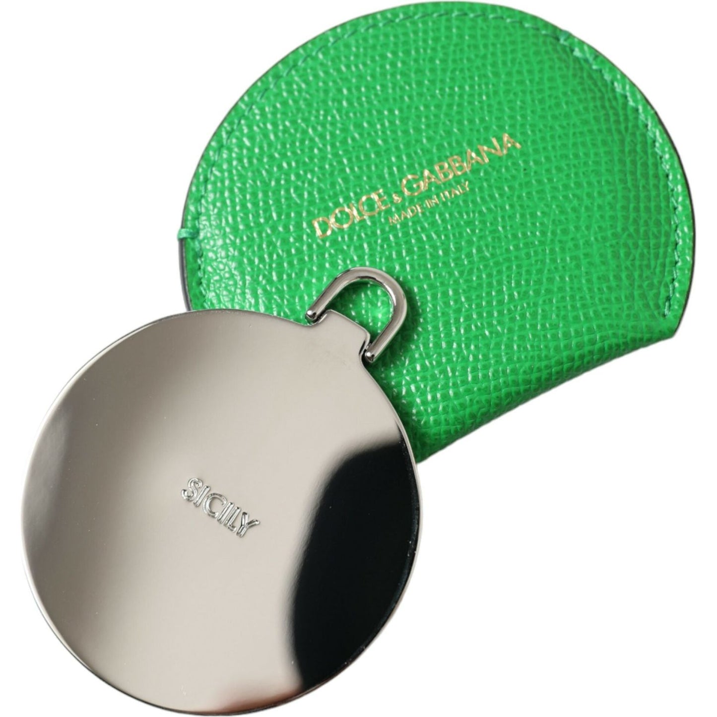Dolce & Gabbana Emerald Leather Hand Mirror Holder Dolce & Gabbana Medium Sea Green
