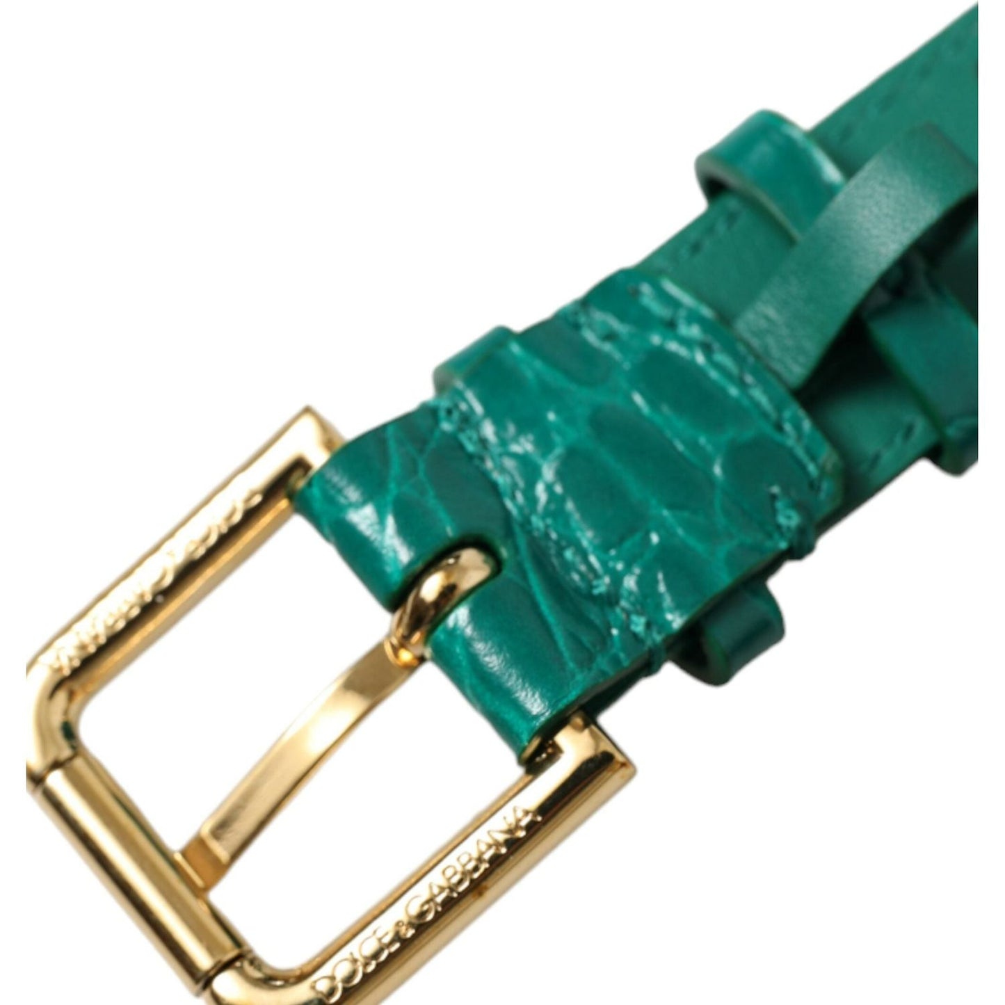 Dolce & Gabbana Elegant Green Leather Neck Band Dolce & Gabbana Sea Green