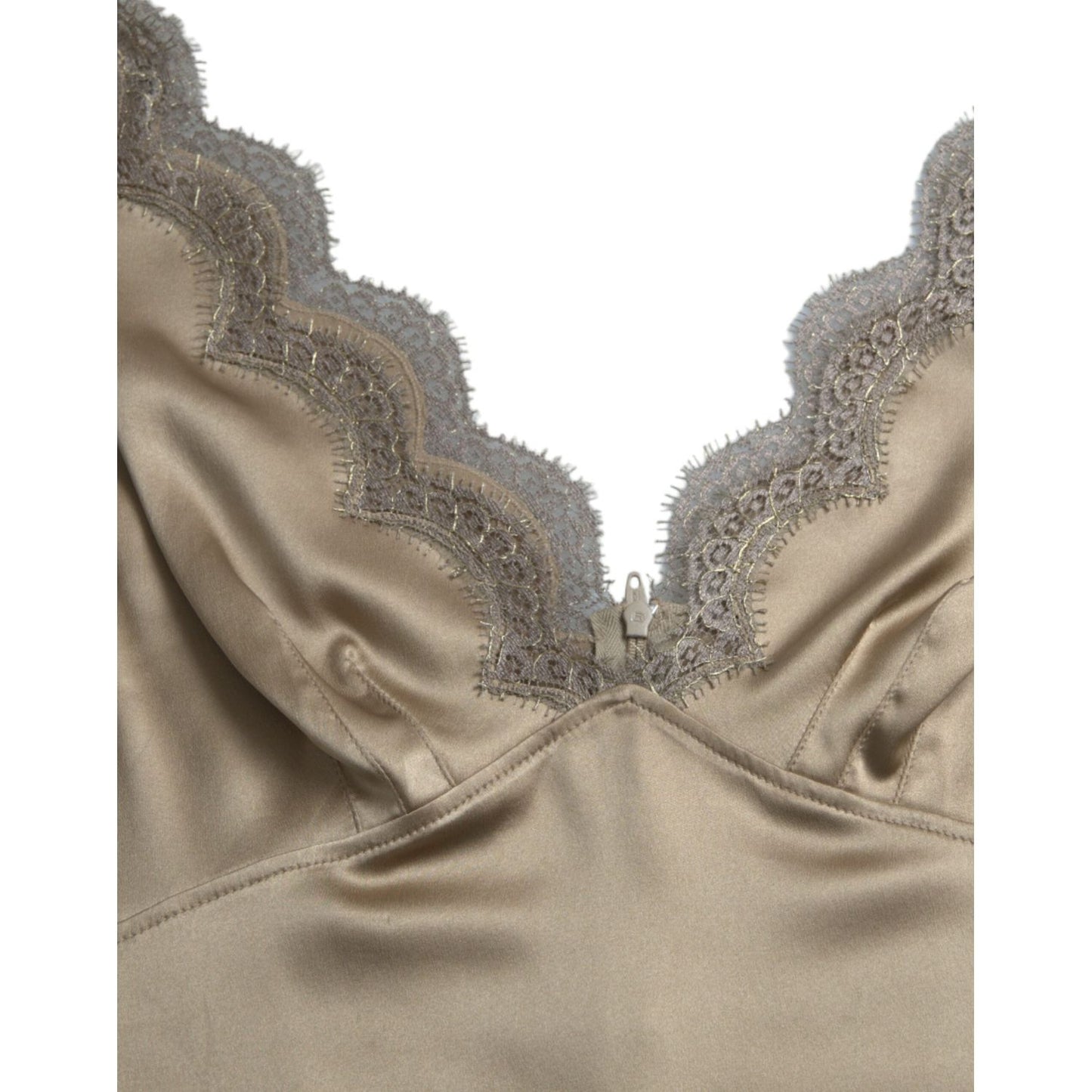 Dolce & Gabbana Elegant V-Neck Sleeveless Lace Trim Top Dolce & Gabbana Rosy Brown