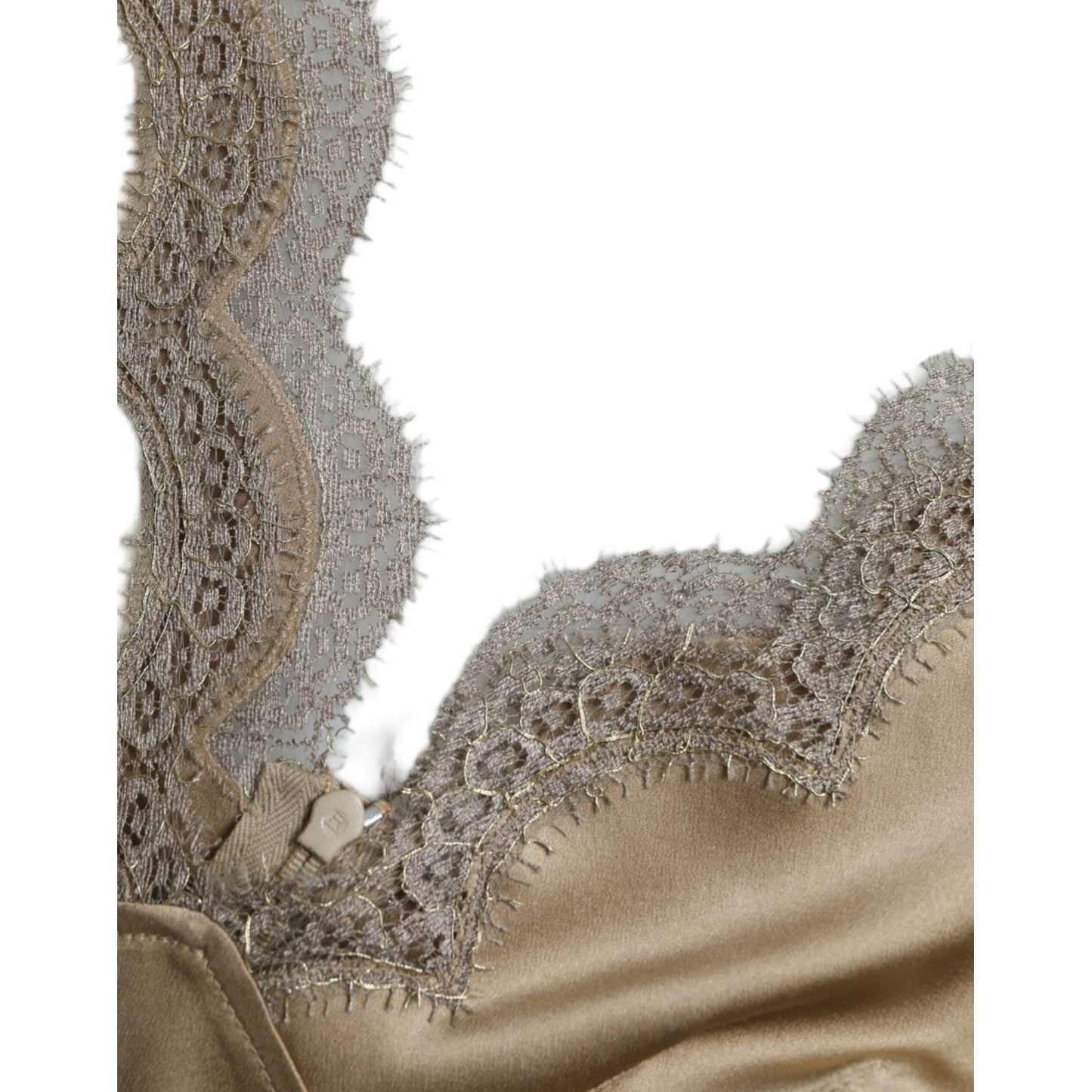 Dolce & Gabbana Elegant V-Neck Sleeveless Lace Trim Top Dolce & Gabbana Slate Gray