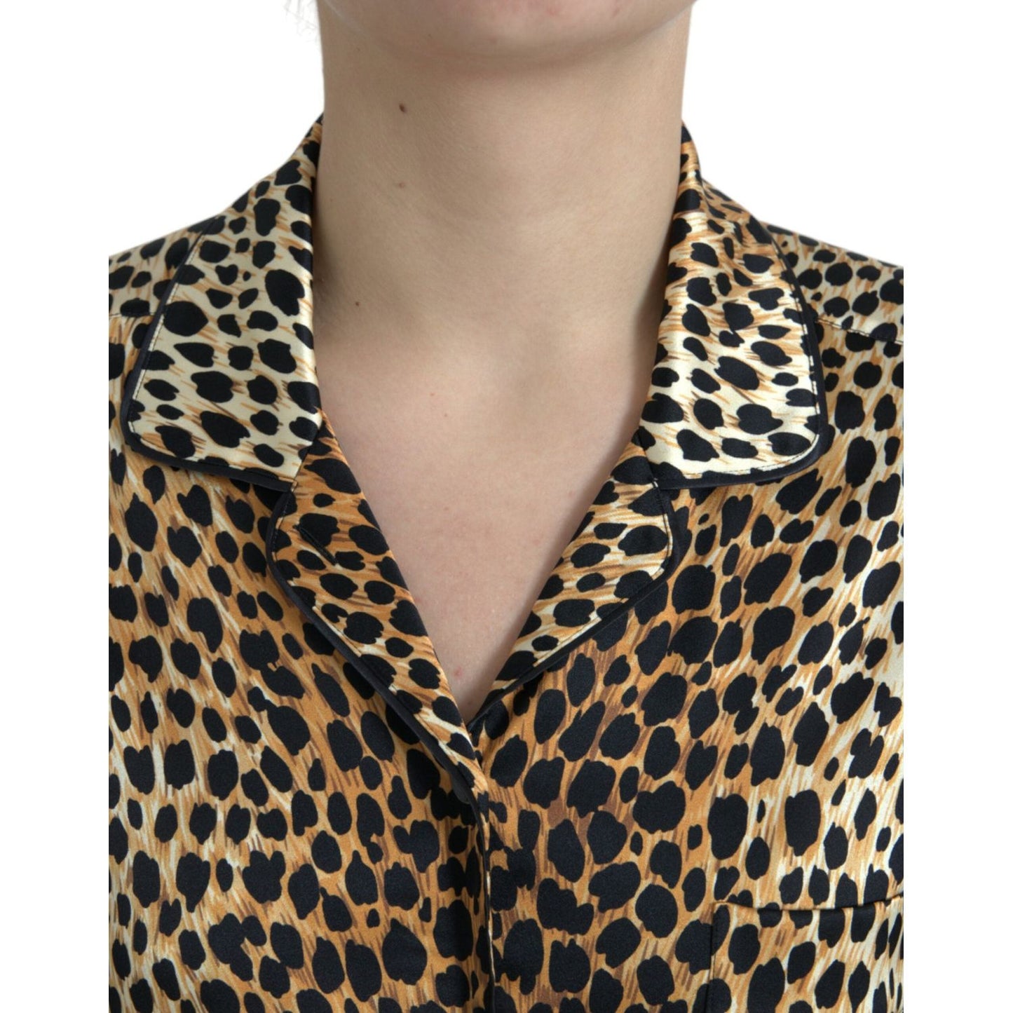 Dolce & Gabbana Elegant Brown Animal Print Silk Blouse Dolce & Gabbana Rosy Brown
