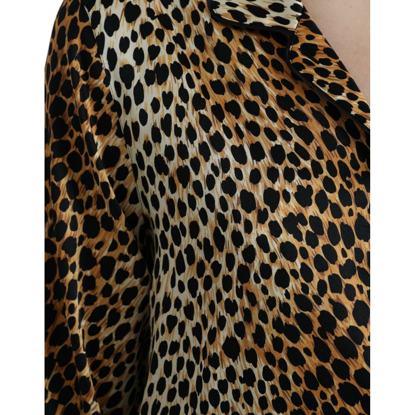 Dolce & Gabbana Elegant Brown Animal Print Silk Blouse Dolce & Gabbana Rosy Brown