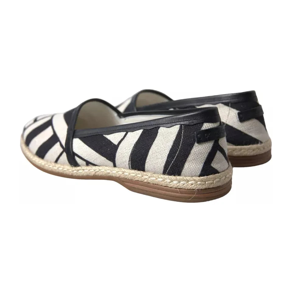 Dolce & Gabbana Elegant Striped Leather Espadrilles Dolce & Gabbana Dark Slate Gray