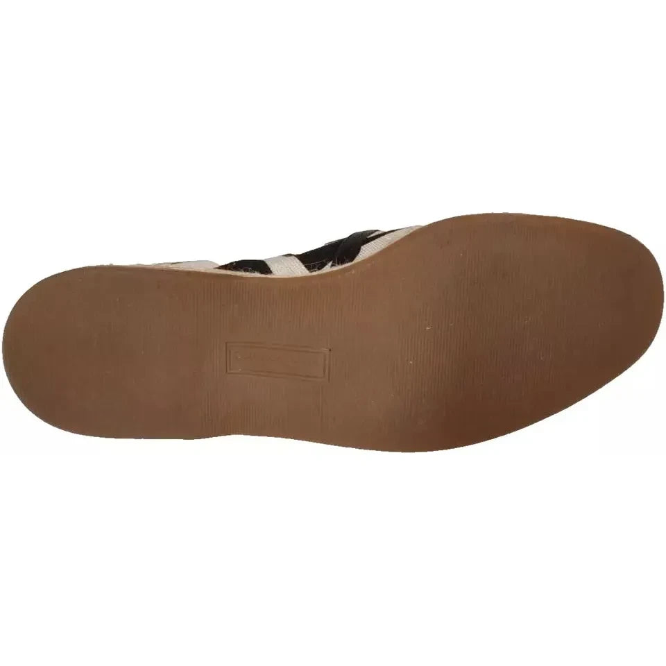 Dolce & Gabbana Elegant Striped Leather Espadrilles Dolce & Gabbana Dark Olive Green