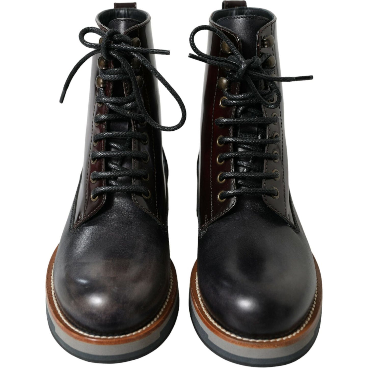 Dolce & Gabbana Chic Bi-Color Leather Mid Calf Boots Dolce & Gabbana Dark Slate Gray