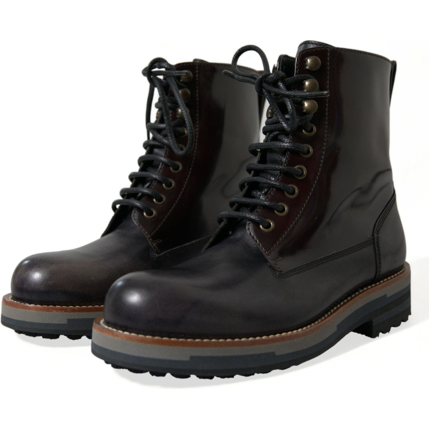 Dolce & Gabbana Chic Bi-Color Leather Mid Calf Boots Dolce & Gabbana Dark Slate Gray