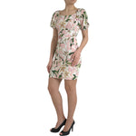 Dolce & Gabbana Elegant Pink Lily Print Sheath Dress Dolce & Gabbana Rosy Brown