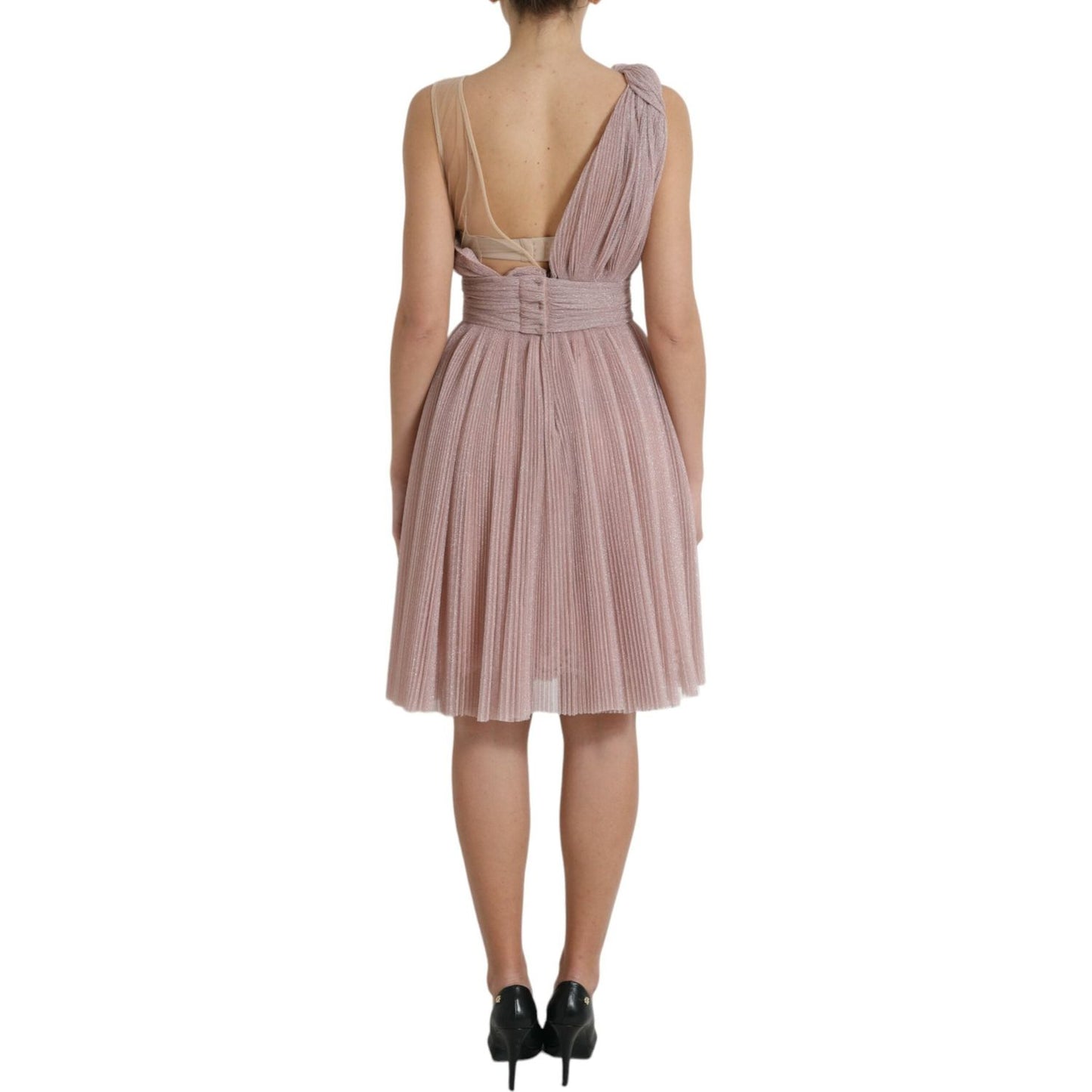 Dolce & Gabbana Lilac One-Shoulder Pleated Designer Dress Dolce & Gabbana Rosy Brown