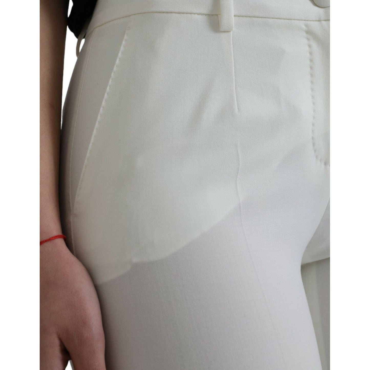 Dolce & Gabbana Elegant White Mid-Waist Tapered Pants Dolce & Gabbana Dark Gray