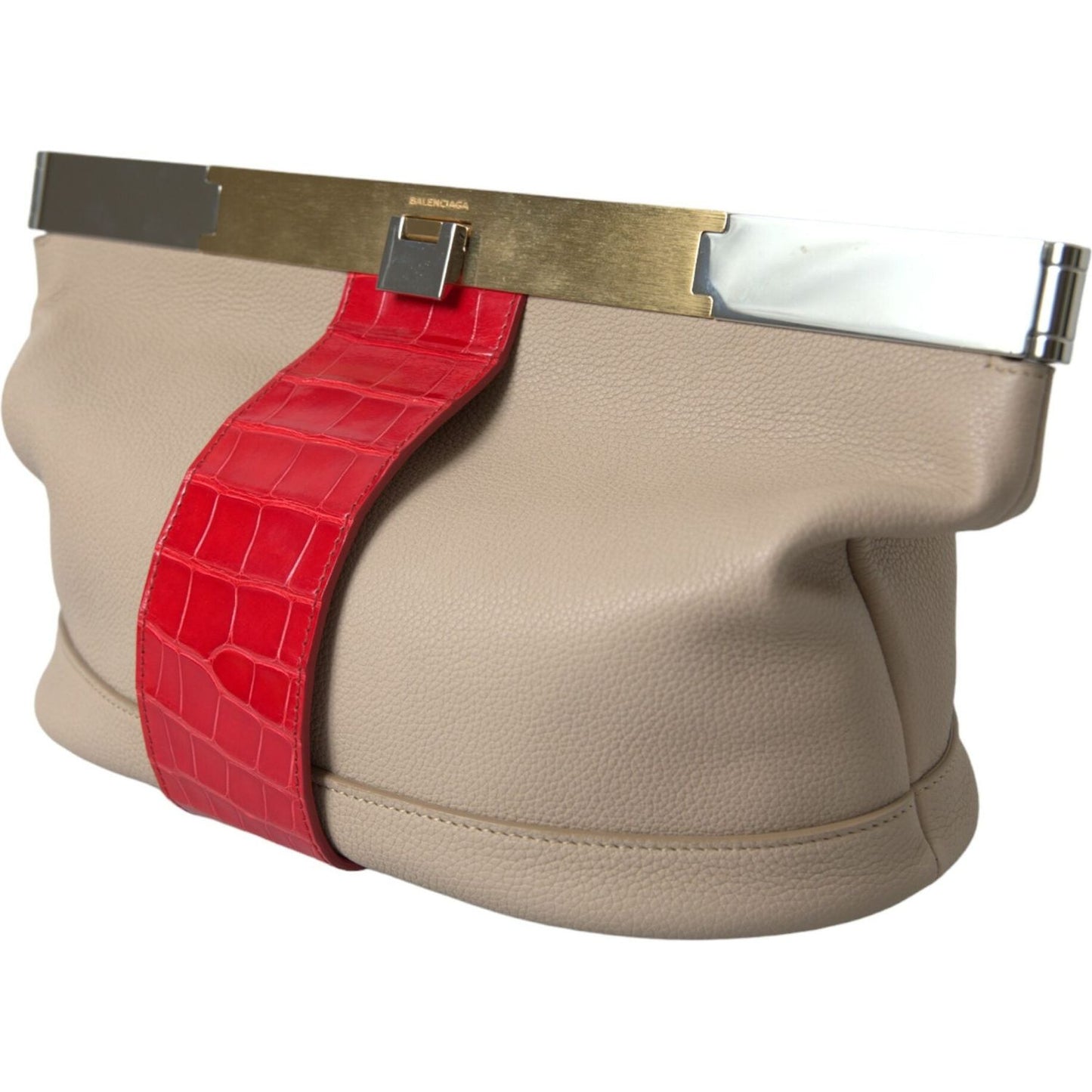 Balenciaga Two Tone Exotic Leather Clutch Balenciaga Rosy Brown