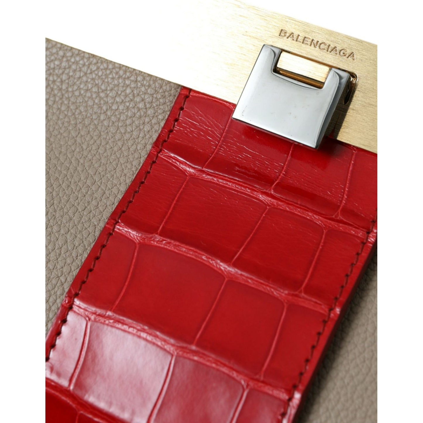 Balenciaga Two Tone Exotic Leather Clutch Balenciaga Brown