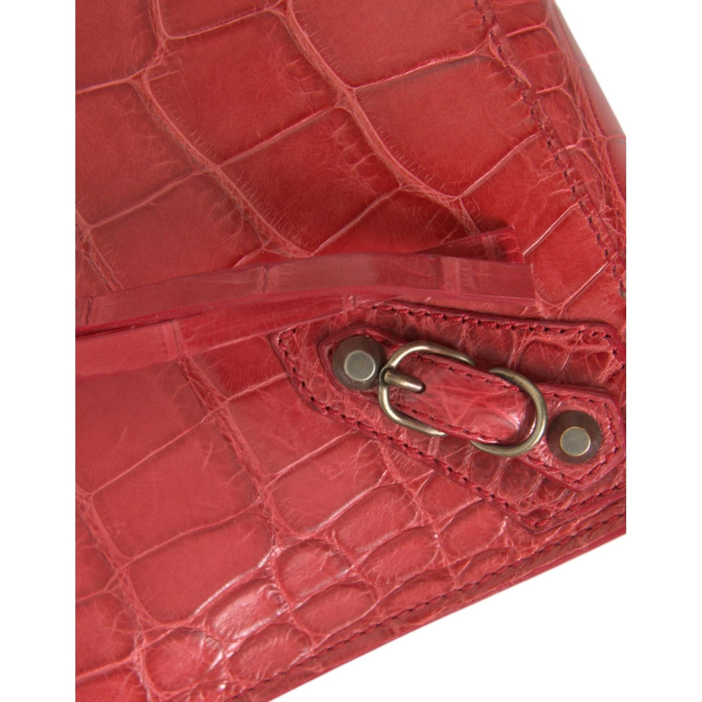 Balenciaga Exotic Red Alligator Leather Clutch Balenciaga Brown