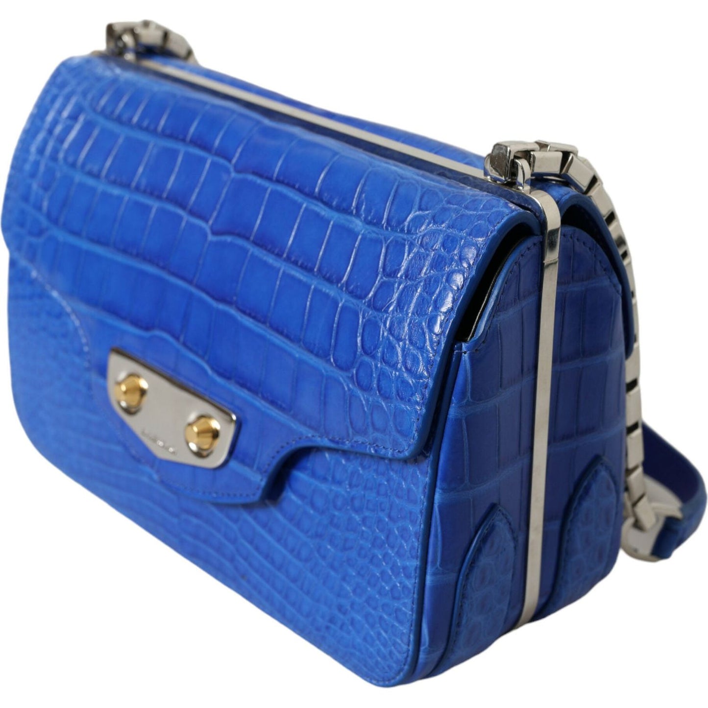 Balenciaga Alligator Skin Mini Shoulder Bag - Elegant Blue Balenciaga Steel Blue