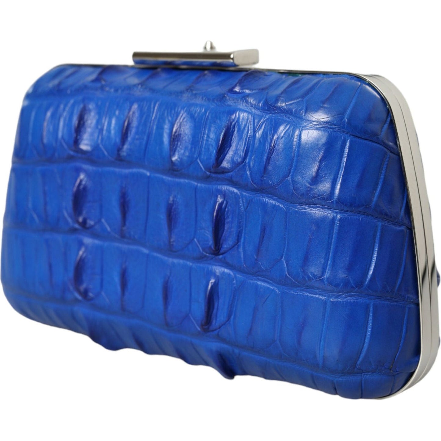 Balenciaga Electric Blue Crocodile Skin Clutch Balenciaga Dark Slate Blue