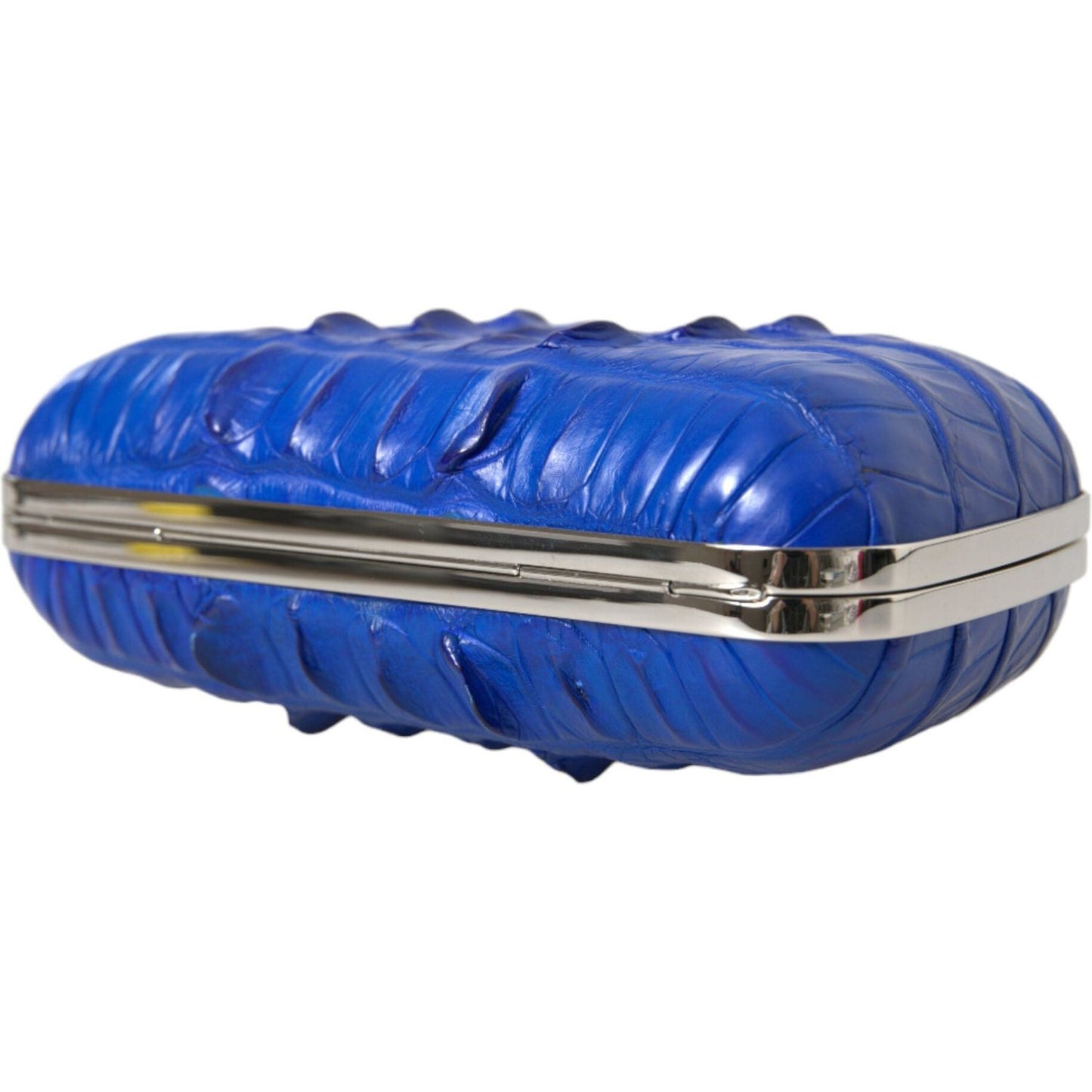 Balenciaga Electric Blue Crocodile Skin Clutch Balenciaga Dark Slate Blue