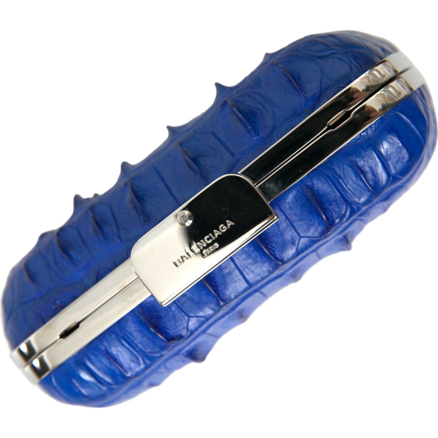 Balenciaga Electric Blue Crocodile Skin Clutch Balenciaga Dark Slate Blue