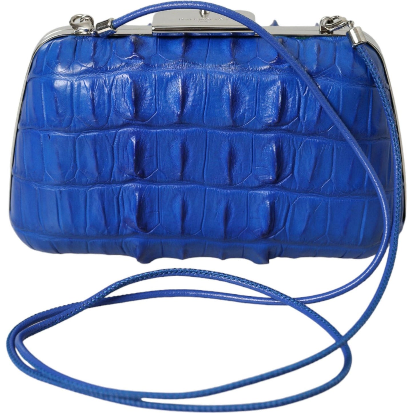 Balenciaga Electric Blue Crocodile Skin Clutch Balenciaga Dark Slate Blue