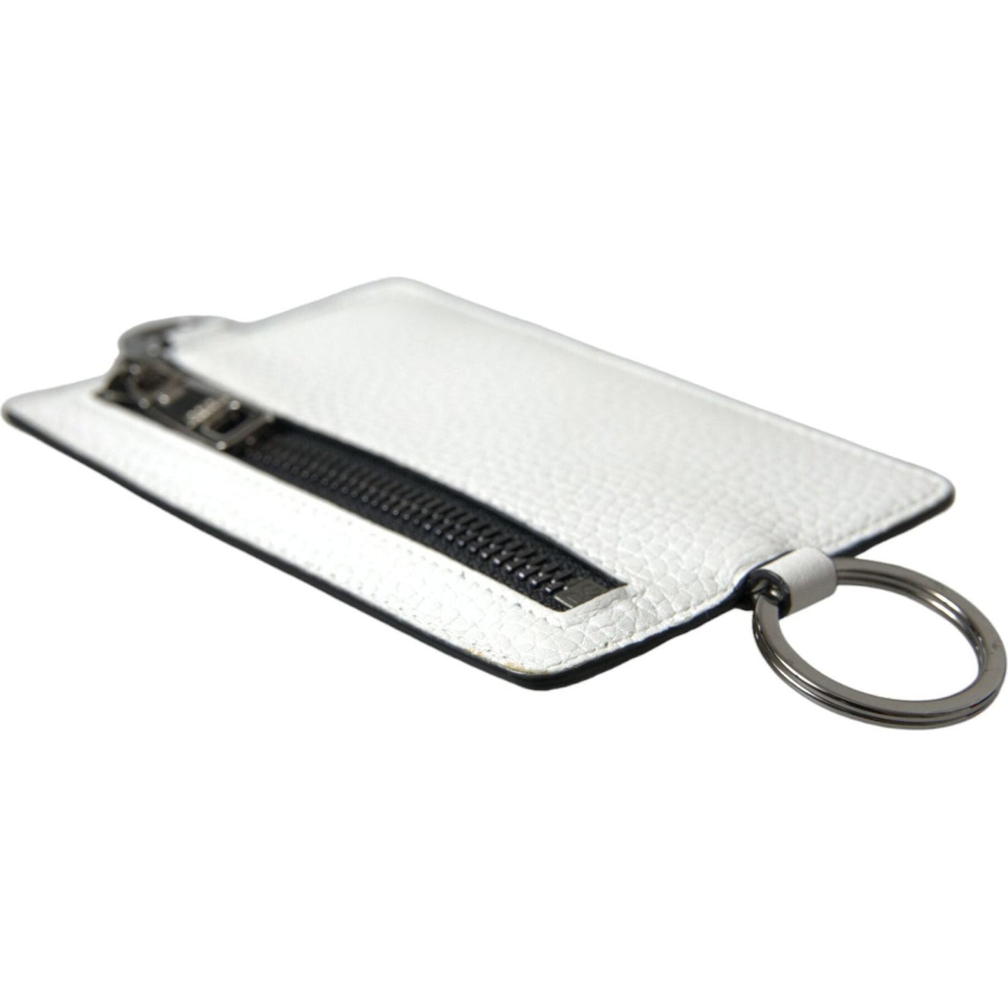 Dolce & Gabbana White Calf Leather Lanyard Logo Card Holder Wallet Dolce & Gabbana Dark Slate Gray