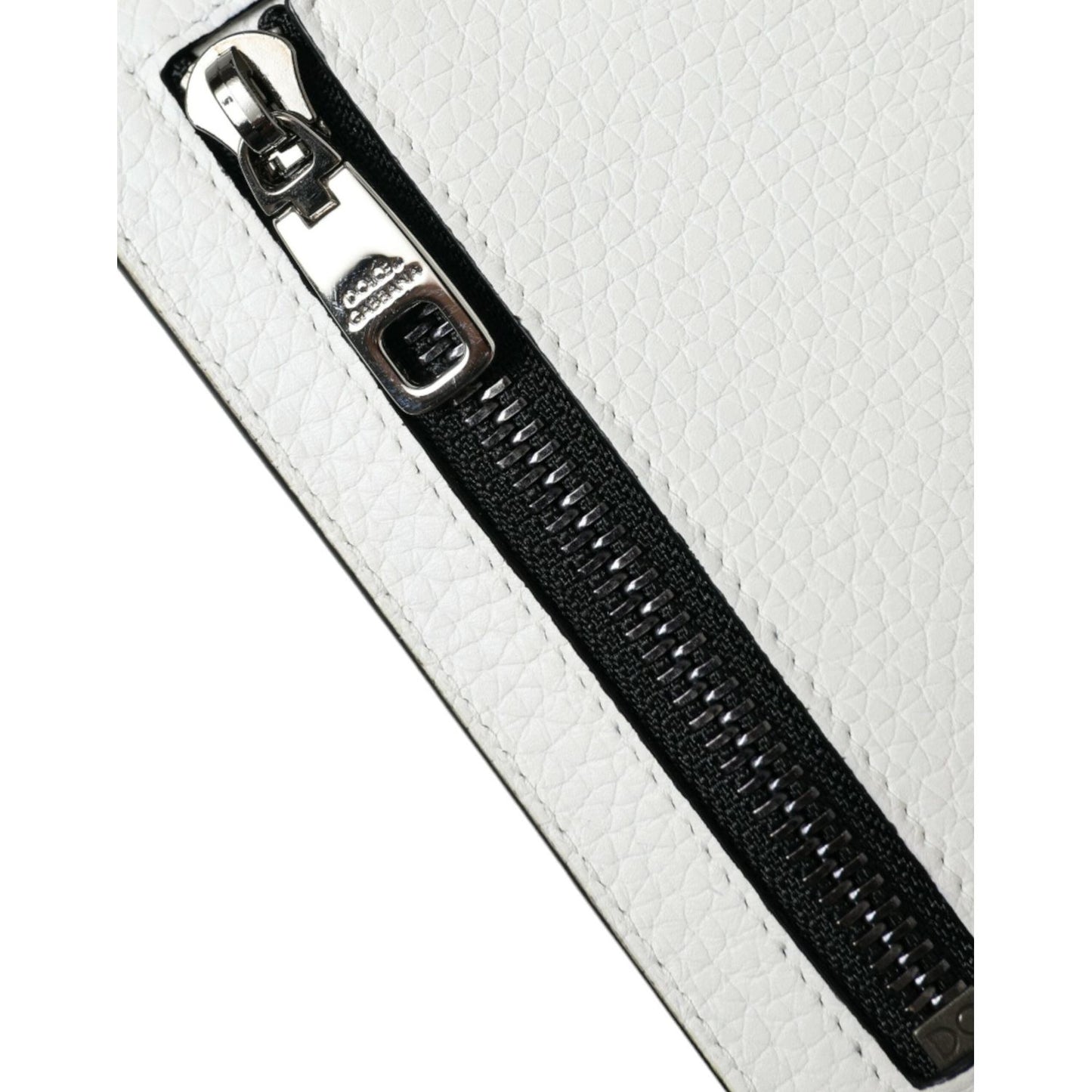 Dolce & Gabbana White Calf Leather Lanyard Logo Card Holder Wallet Dolce & Gabbana Black