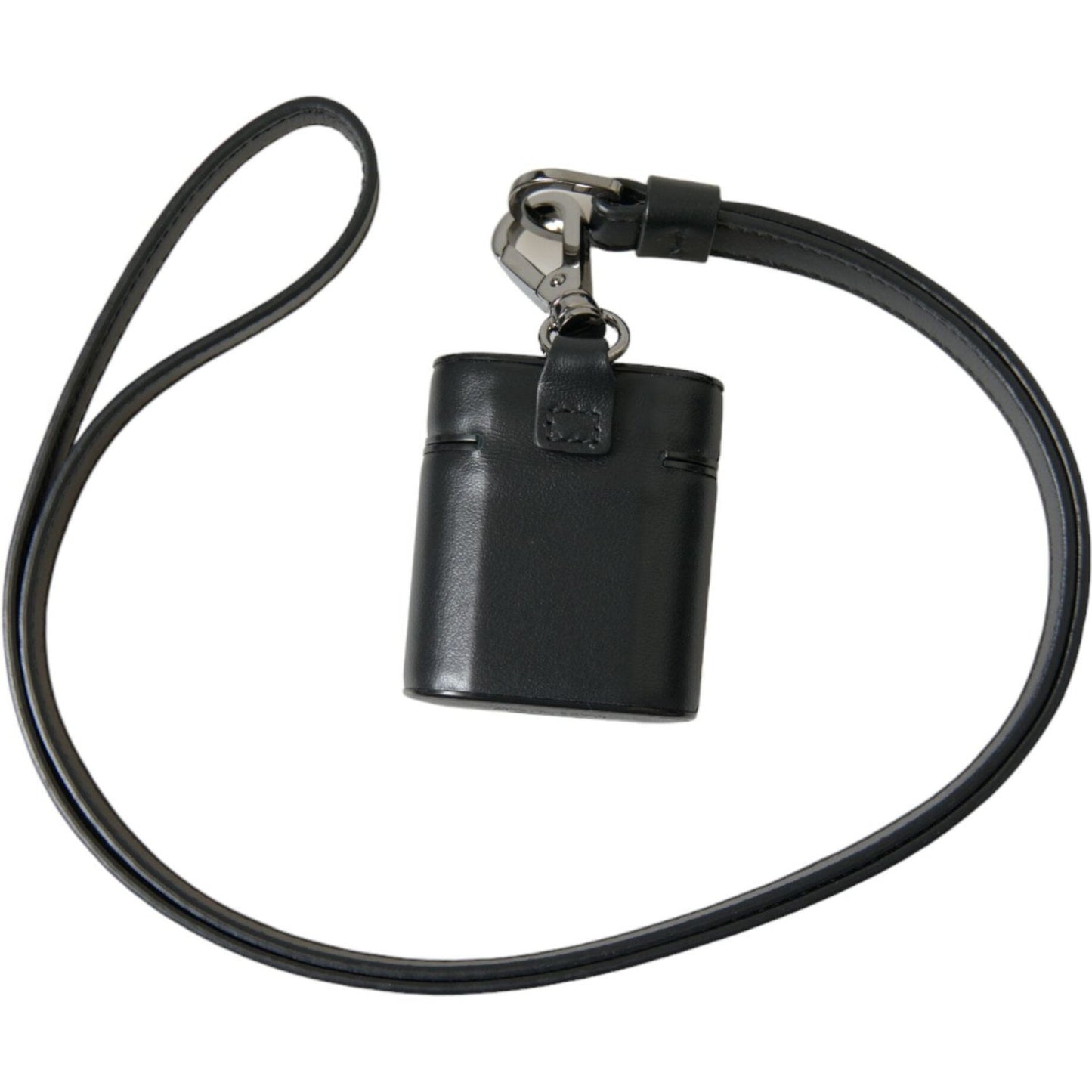 Dolce & Gabbana Black Leather Strap Silver Metal Logo Printed Airpods Case Dolce & Gabbana Dark Slate Gray