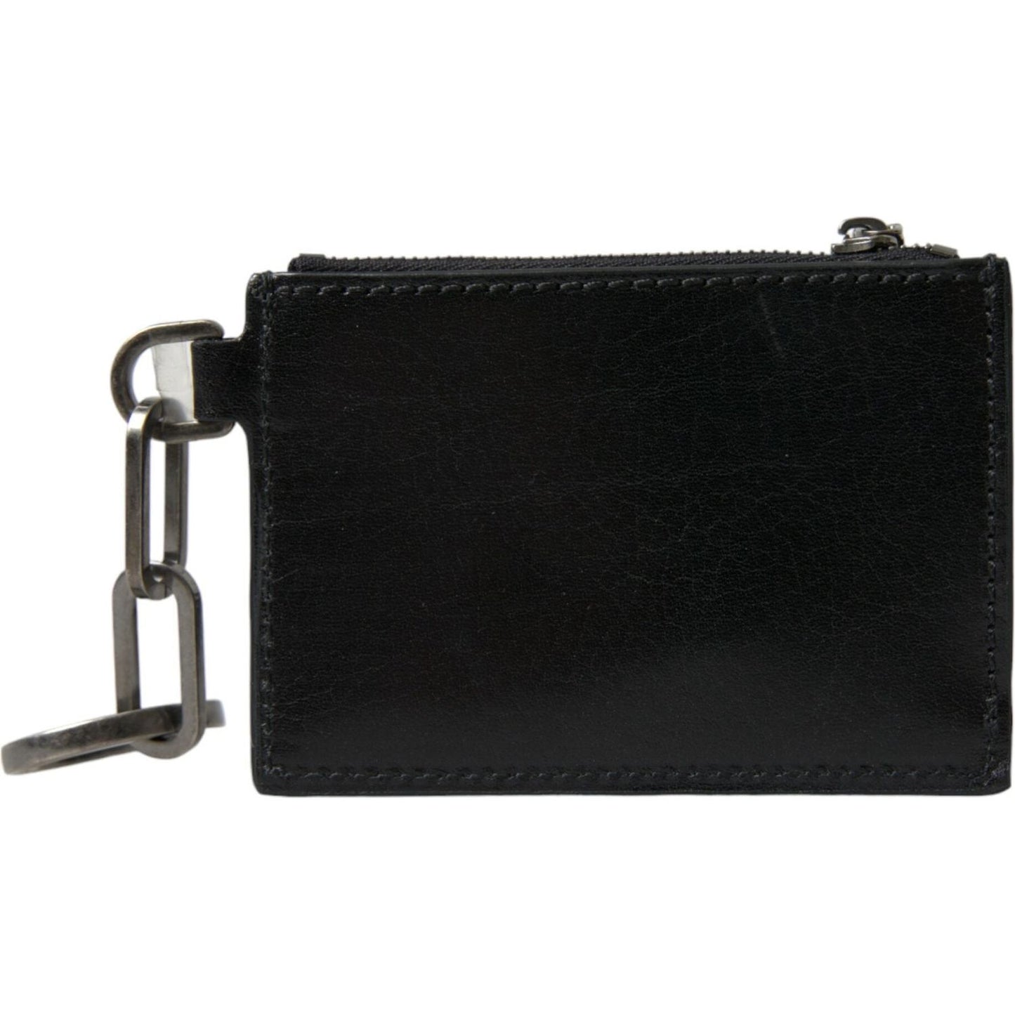 Dolce & Gabbana Black Leather Zip Logo Keyring Coin Purse Keyring Wallet Dolce & Gabbana Black