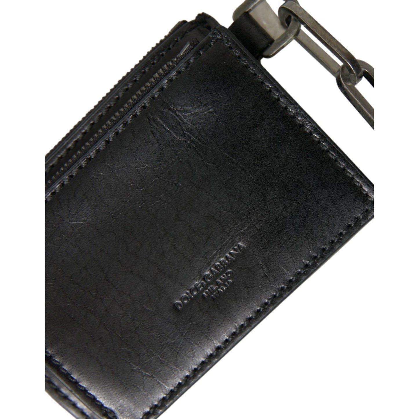 Dolce & Gabbana Black Leather Zip Logo Keyring Coin Purse Keyring Wallet Dolce & Gabbana Dark Slate Gray