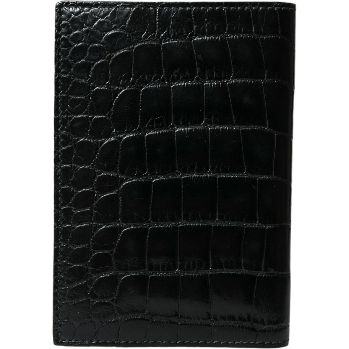 Dolce & Gabbana Black Exotic Skin Leather Long Bifold Passport Holder Dolce & Gabbana Black