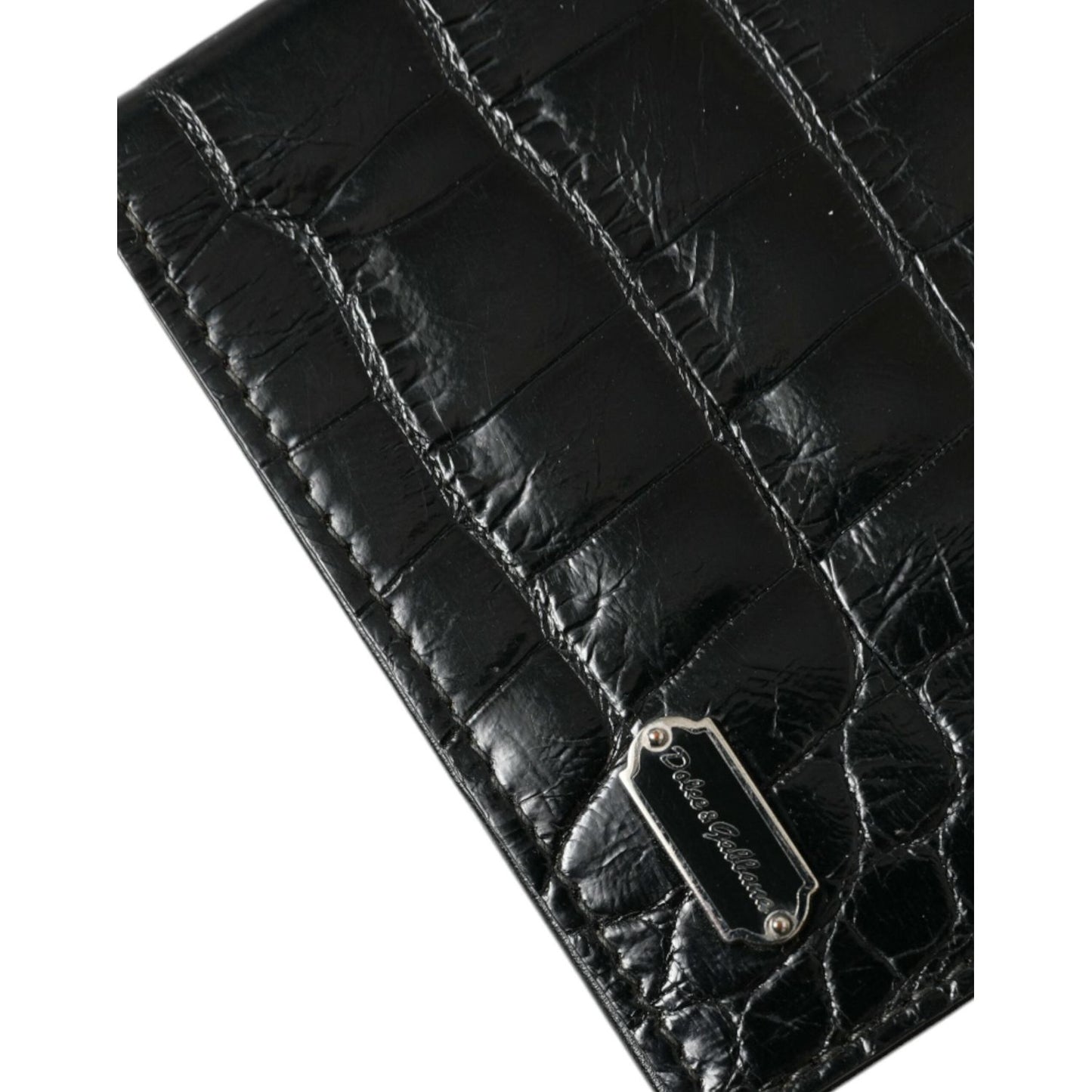 Dolce & Gabbana Black Exotic Skin Leather Long Bifold Passport Holder Dolce & Gabbana Black