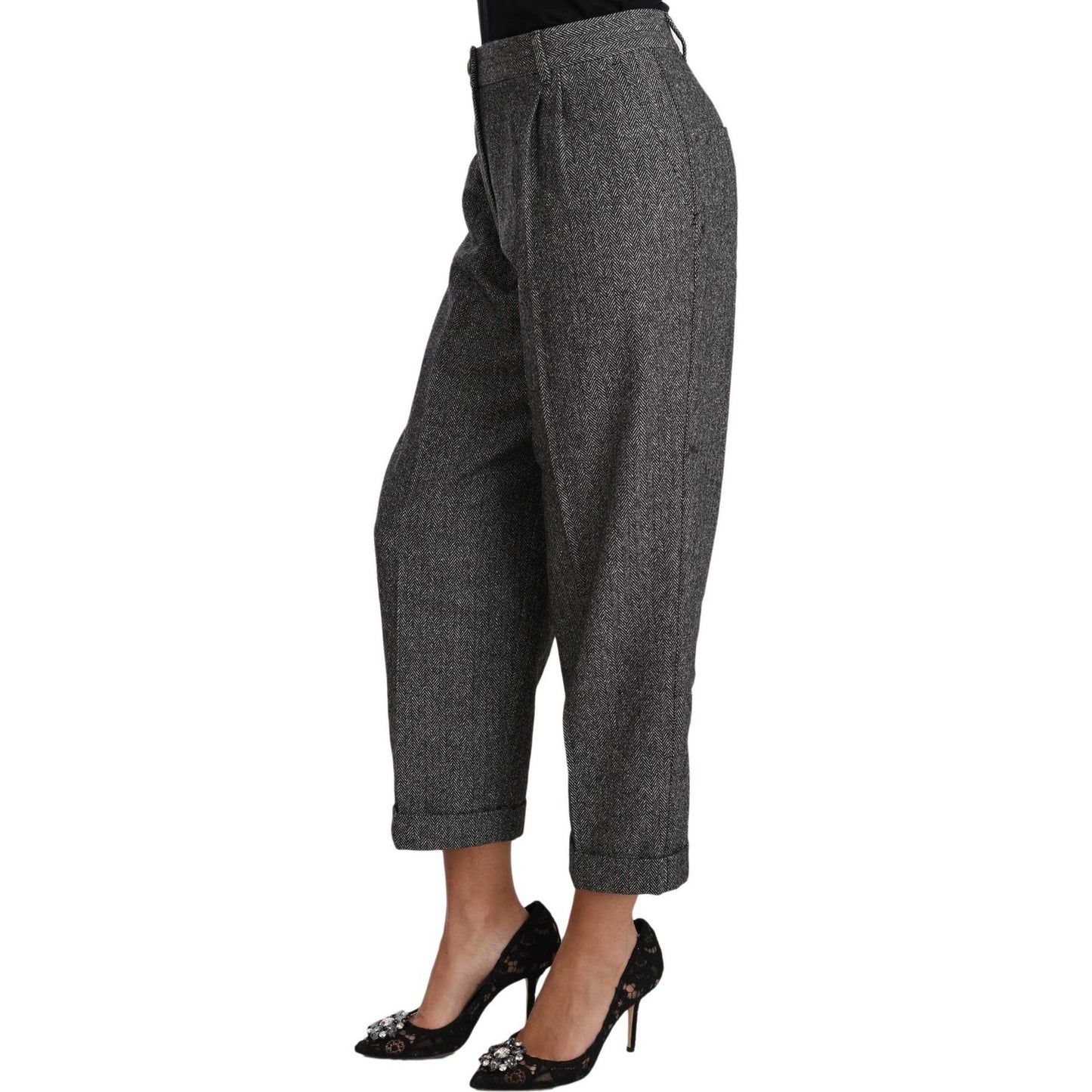 Dolce & Gabbana Elegant Gray Wool-Blend Trousers Dolce & Gabbana Dark Slate Gray