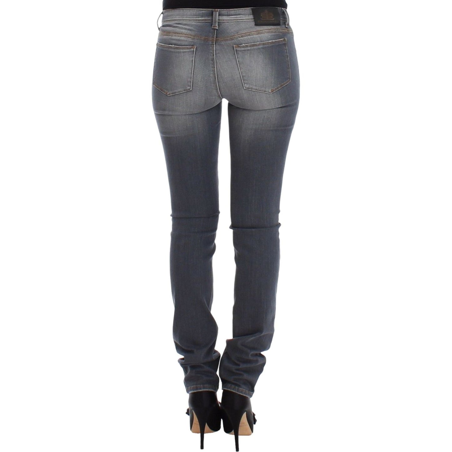 Ermanno Scervino Chic Gray Slim-Fit Skinny Jeans Ermanno Scervino Dark Slate Gray