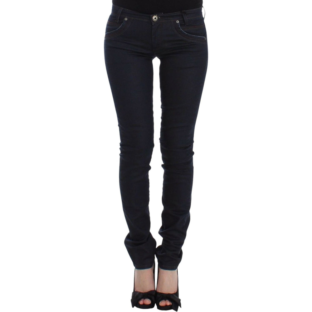 Ermanno Scervino Chic Dark Blue Slim Jeans for Elegant Style Ermanno Scervino Black