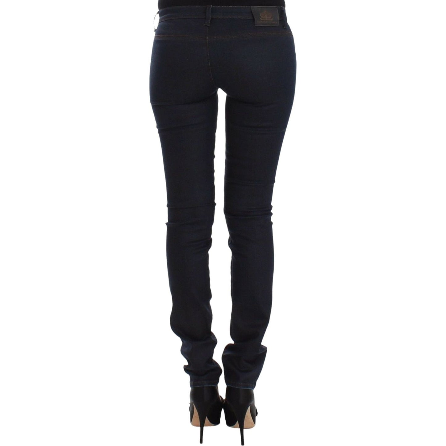 Ermanno Scervino Chic Dark Blue Slim Jeans for Elegant Style Ermanno Scervino Black