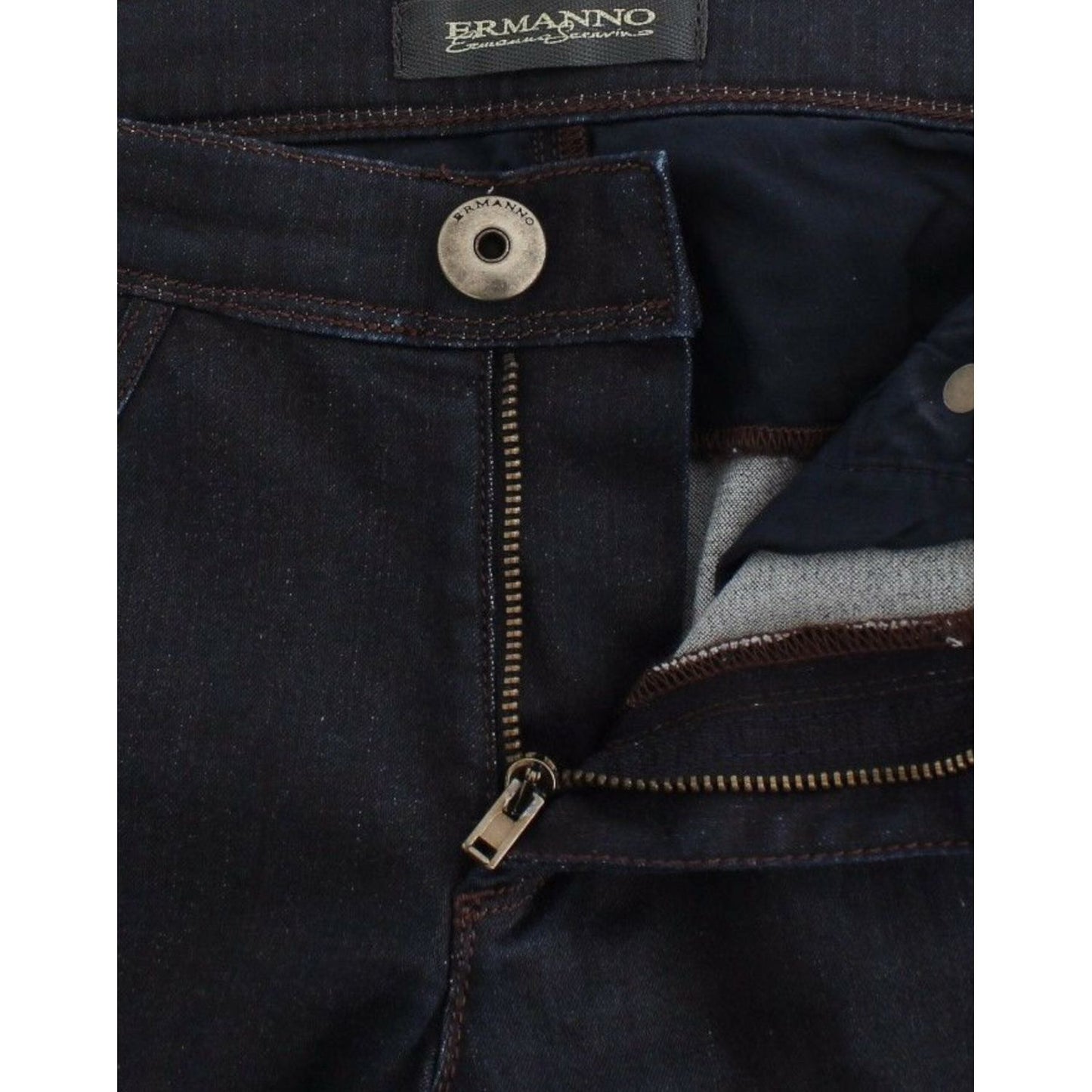 Ermanno Scervino Chic Dark Blue Slim Jeans for Elegant Style Ermanno Scervino Black